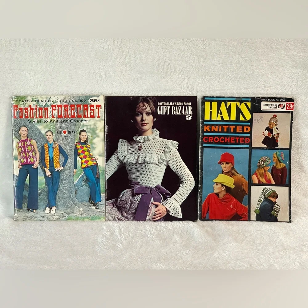 Three vintage magazines patterns for knitting and crochet